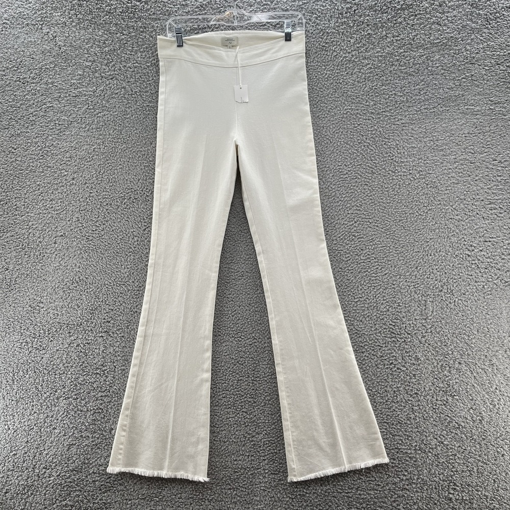 Avenue Montaigne Pants Womens 2 White Bellini Flare High Rise Stretch Boho USA